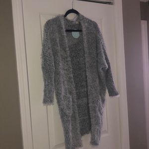 fuzzy cardigan
